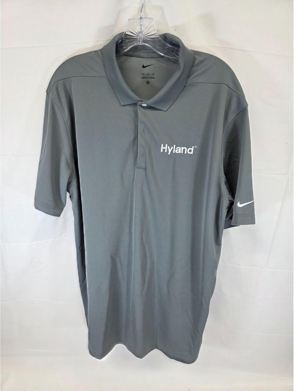 Nike Mens XL Gray Hyland Logo Performance Short Sleeve Golf Polo Shirt